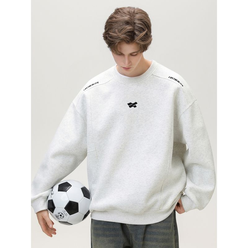 Hoodless Hoodie Men's American round Neck Heavy 2025 New Autumn and Winter Loose O-neck pullover Black Top Tide