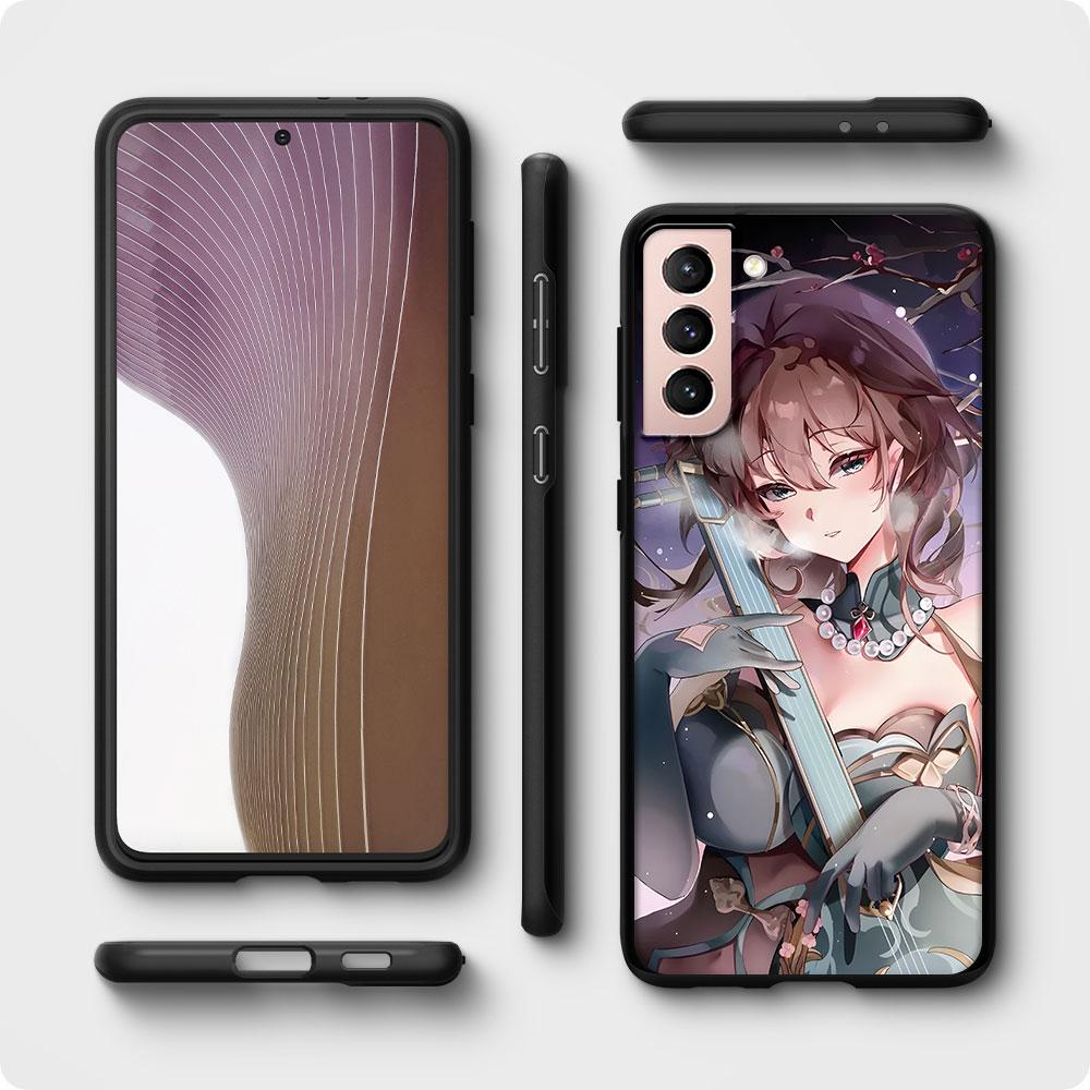 Чехол Ruan Mei Honkai Star Rail для Samsung Galaxy S23 S21 S20 FE S24 S22 Ultra S10 S10e S9 Plus Мягкий Черный ТПУ Чехол для Телефона