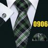 Barry.Wang Mens Fashion Tartan Plaid Ties Hanky Cufflinks Formal Wedding Casual