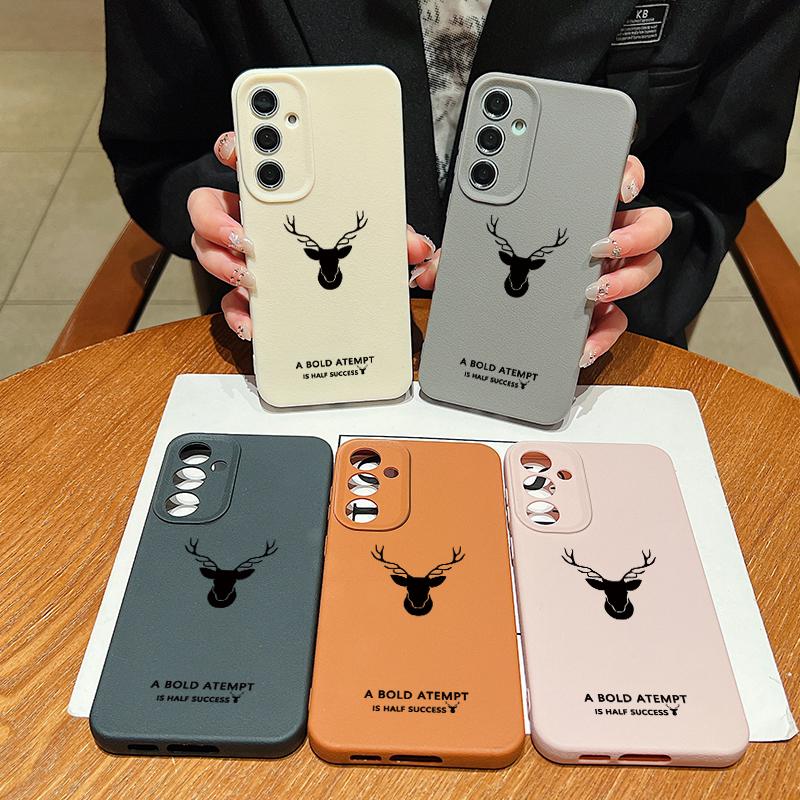 Простой узор оленя ТПУ мягкий тонкий чехол для Samsung S25 S24 FE S23 Ultra S22 S21 A16 A56 A36 A55 A15 противоударный матовый кожаный текстурный чехол для телефона