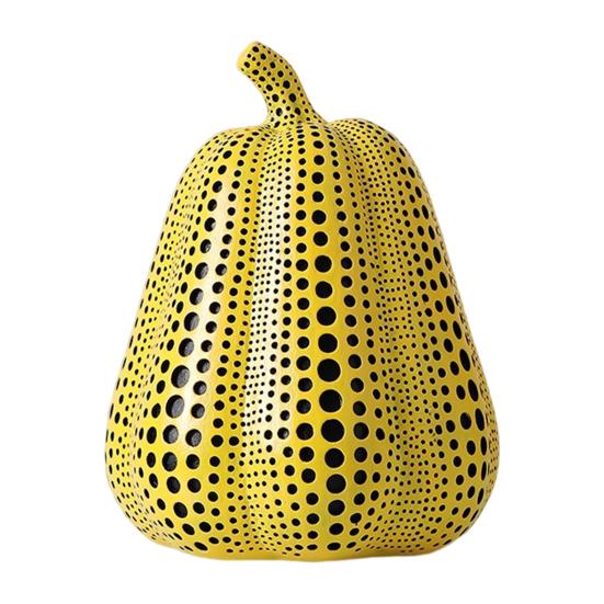Статуэтка тыквы в желтый горошек Мини-скульптура из смолы тыквы Фигурка тыквы в горошек Главная