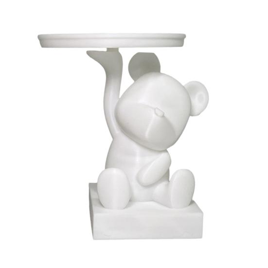 Bear Serving Tray Key Holder Decorative Bear Figurine with Dish Candy Lipsticks Earrings Jewelry Storage Display Stand Table Desk Organizer