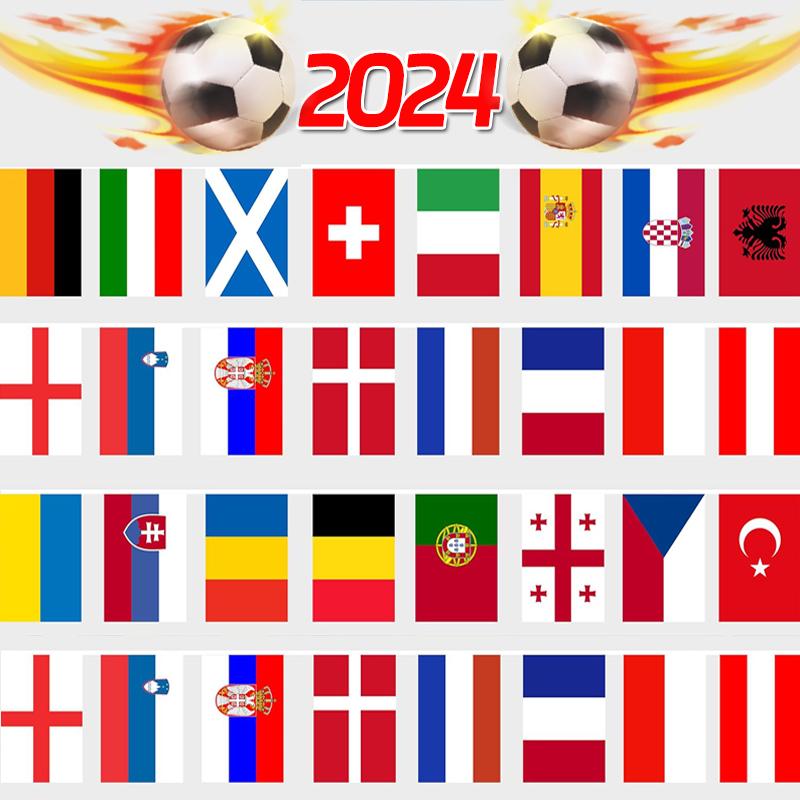 2025 Флаги стран Европы по футболу Кубок Европы по футболу Флаги стран Бантинг Национальные гирлянды Флаги Баннеры Футбольное мероприятие для вечеринки Декор