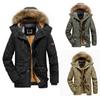 Plus Size Winter Fashion Men's Long Cotton Padded Jacket Warm Thicken Coat with Fur Collar Hoodie Jacket for Men