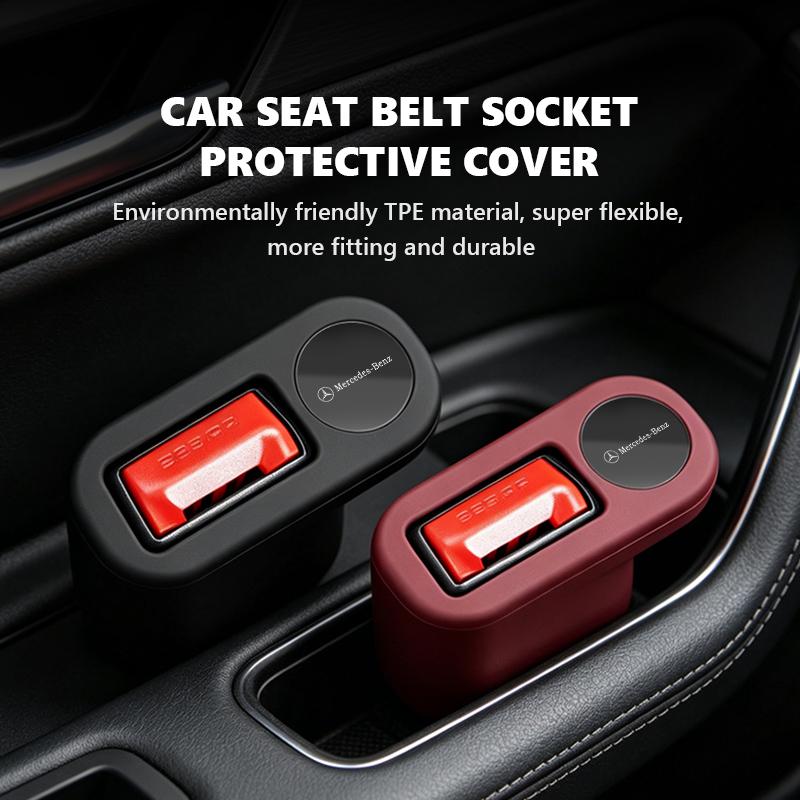 AABII1 For Benz Car Seat Belt Buckle Safety Belt Base TPE Socket Protection Cover AMG W213 W124 W108 W126 Exclusive W204 W222 W205 W203
