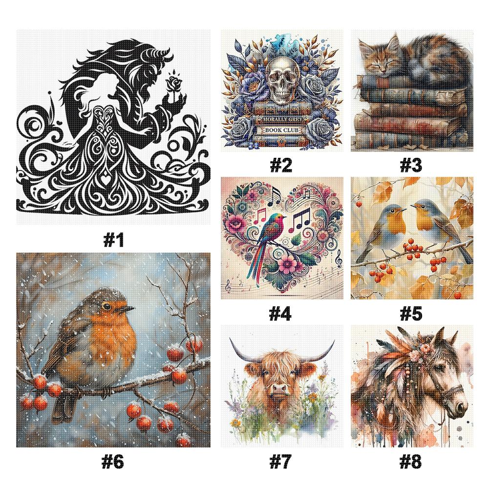 Animal Printed Cross Stitch Kit 40x40cm DIY 11CT Embroidery Craft Set Home Decor