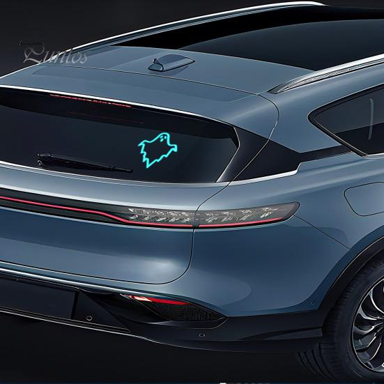 Автоматические светодиодные атмосферные лампы, Солнечный призрачный автомобильный свет, Беспроводные анимированные предупреждающие огни USB для лобового стекла и питание от аккумулятора для заднего окна салона, 6 режимов, На присоске