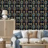 Colorful knit wallpaper black, navy blue and gold 50x1000