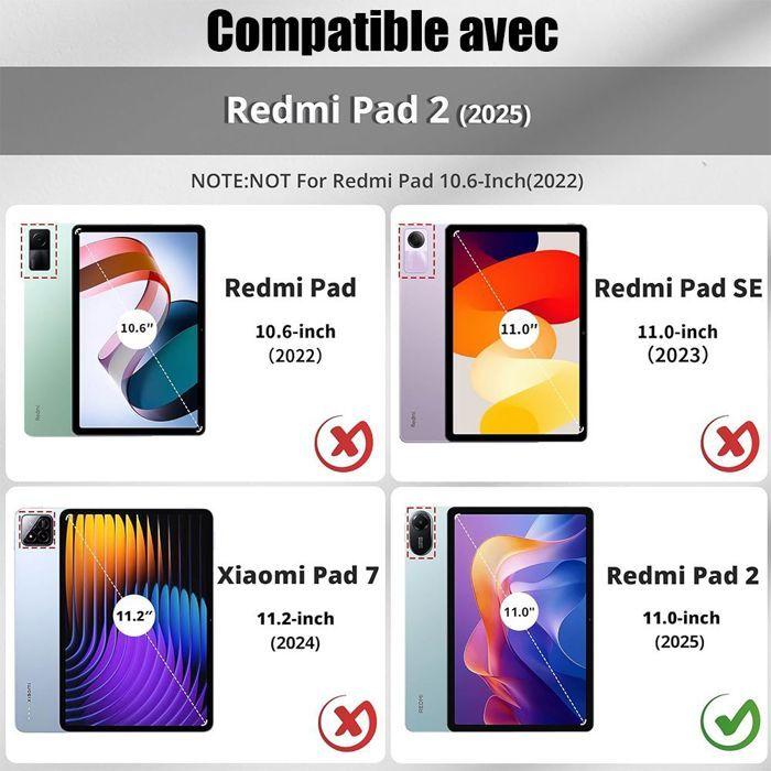 Coque pour Xiaomi Redmi Pad 2 11 Pouces 2025 - Protection avec Support Rotatif - Bleu