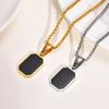 Xiaomi Vnox Geometric Necklace for Men Women, Stainless Steel Square Rectangle Pendant with Box Rope Chain, Unisex Casual Collar
