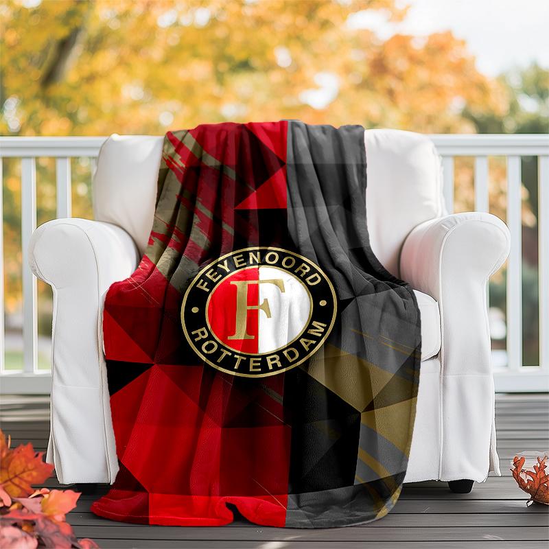 Feyenoord Rotterdam logo printed throw blanket—soft,warm;versatile blanket for all seasons—perfect as &air-conditioning throw,nap blanket