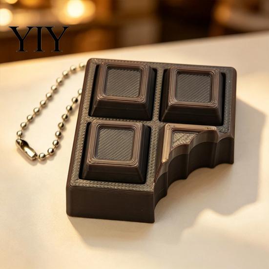 PLA Clicker Toy 3D Printed Chocolate Toy, Decompression Button Keychain Pendant with Bead Chain, Stress Relief Clicky for Backpacks Everyday Carry