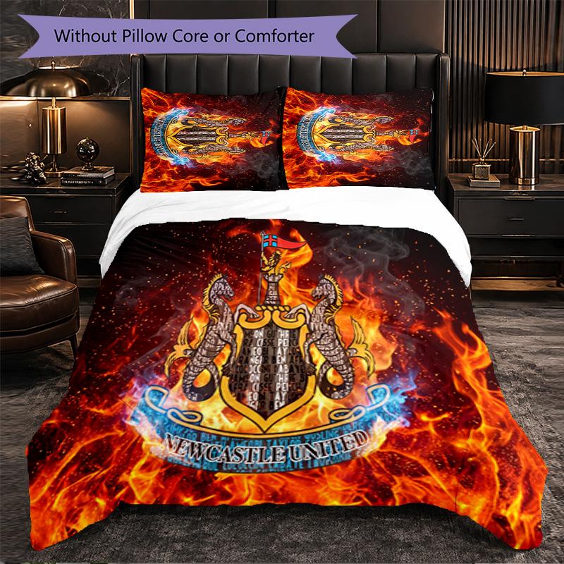 Футбольный комплект постельного белья Newcastle United из 3 предметов Мягкий пододеяльник с наволочками Комплект для декора спальни для дома