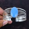 Owyhee Blue Opal Bangle Natural Gemstone Cuff Bracelet 925 Sterling Silver Adjustable Bangle Handmade Bracelet Gifts for Him Silver Jewelry