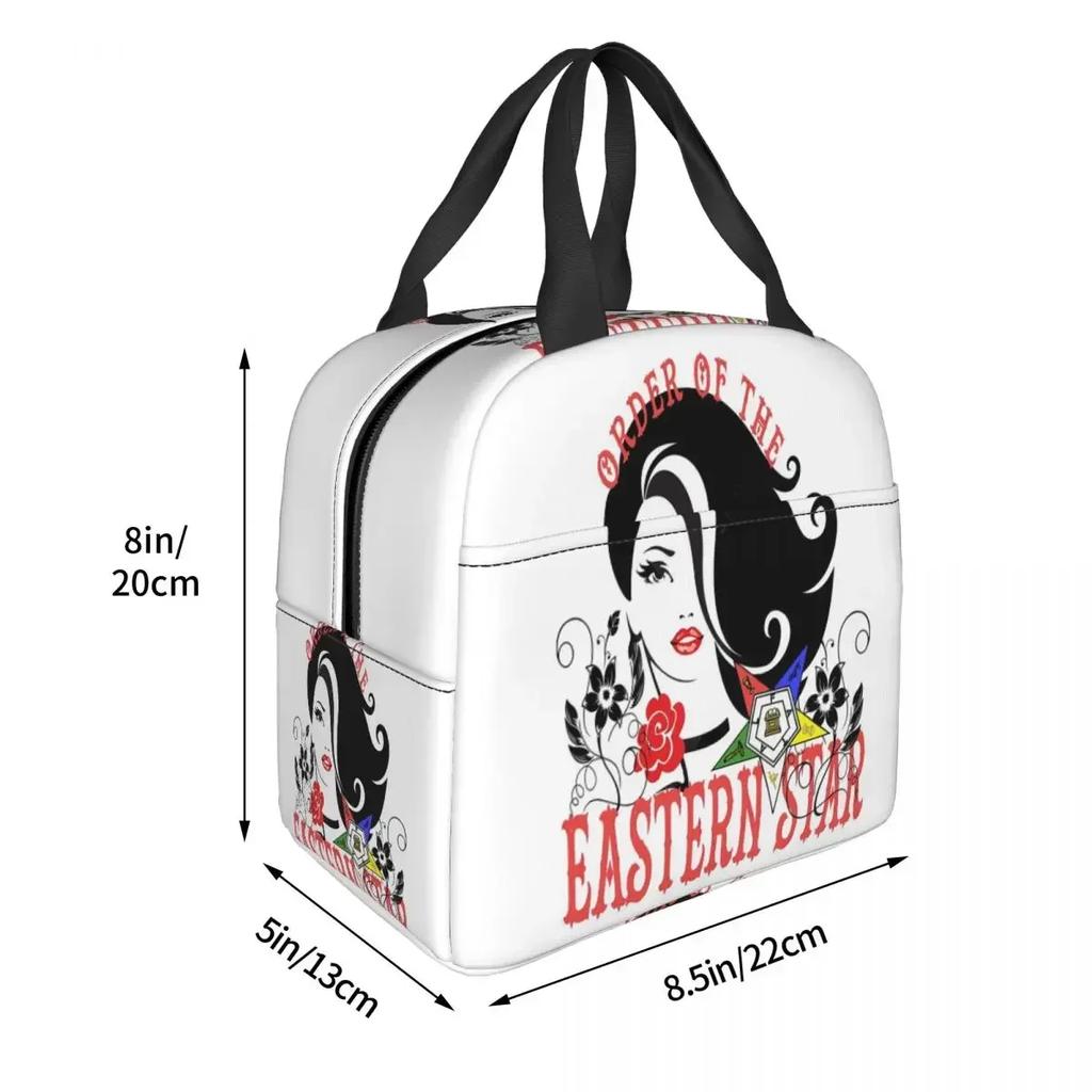 OES Emblem Order Of The Eastern Star Insulated Lunch Bag for Women Children Portable Food Boxes Thermal Lunch Box Tote