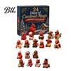 PVC Action Figures Red Bird Christmas Advent Calendar, 24 Unique Miniature Calendar for Collectors Figurines, Tree Hanging Ornaments Holiday