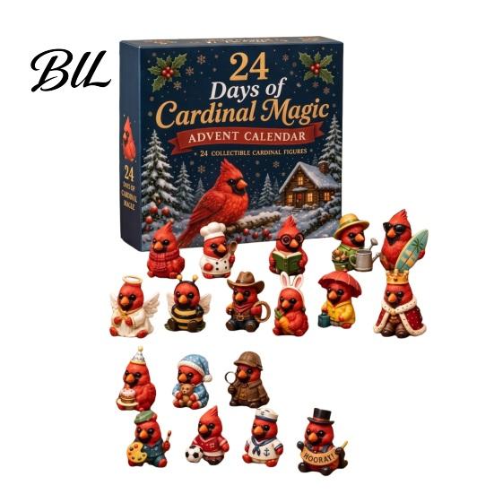 PVC Action Figures Red Bird Christmas Advent Calendar, 24 Unique Miniature Calendar for Collectors Figurines, Tree Hanging Ornaments Holiday