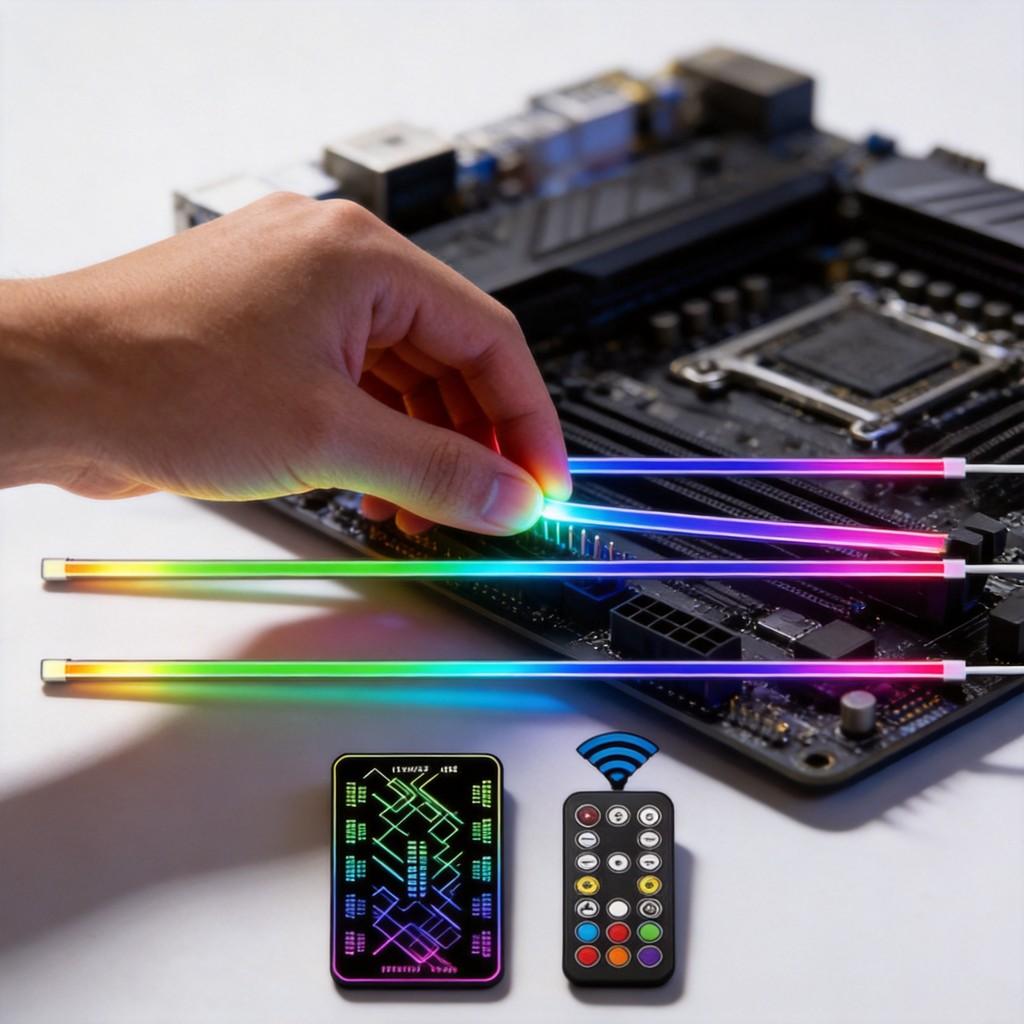 RGB Игровой Корпус ПК Светодиодная Лента с 5В Тремя Пинами для Динамических Цветовых Эффектов