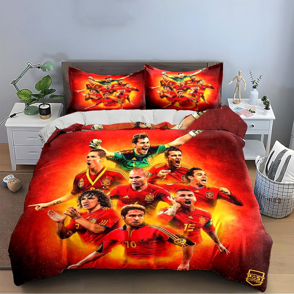 Spain Soccer Team Bedding Bedding set (1 duvet cover, 2 pillowcases, duvet not included)