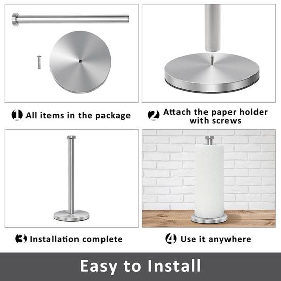 Держатель для бумажных полотенец на столешницу с утяжеленным нескользящим основанием, устойчивый к ржавчине и коррозии, держатель для бумажных полотенец из нержавеющей стали