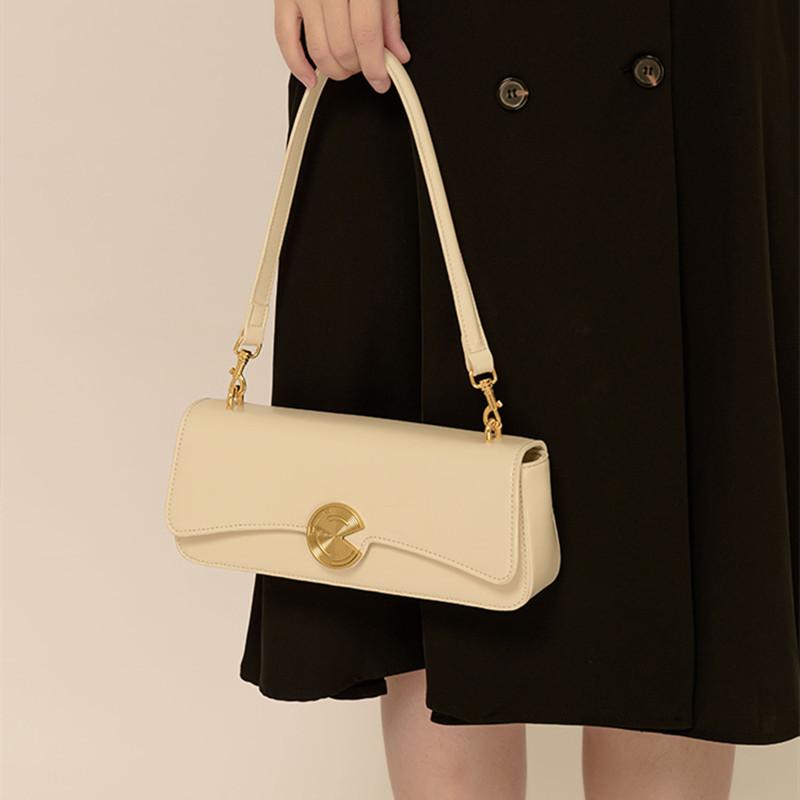 Cowhide Underarm Bag, High-end Portable Baguette Bag, Women's Niche Oblique Span Bag, Genuine Leather Shoulder Women's Bag