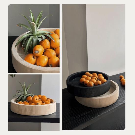 Деревянный круглый поднос для хранения Многоцелевой для фруктов, сладостей, конфет, десертов, закусок для аперитива