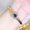 CMM Modern Jewelry European Fashion Sapphire Color Zircon Opening Adjustable Bracelet Bangle Golden Woman All-Match Jewelry Accessories