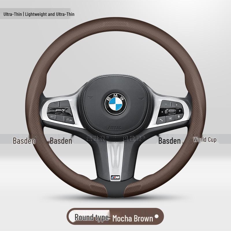 BMW Genuine Leather Steering Wheel Cover - Fits 1, 2, 3, 4, 5, 7 Series & X1-X6 Models