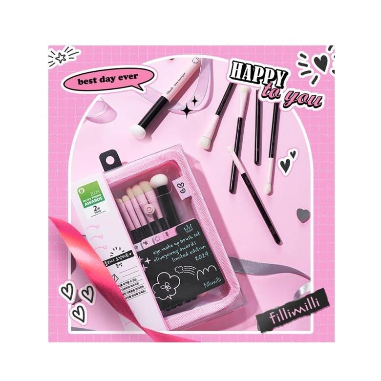 FILLIMILLI Набор кистей для макияжа глаз с подогревом и специальный набор для румян Stamp Puff 6 предметов [2024 Awards Limited]