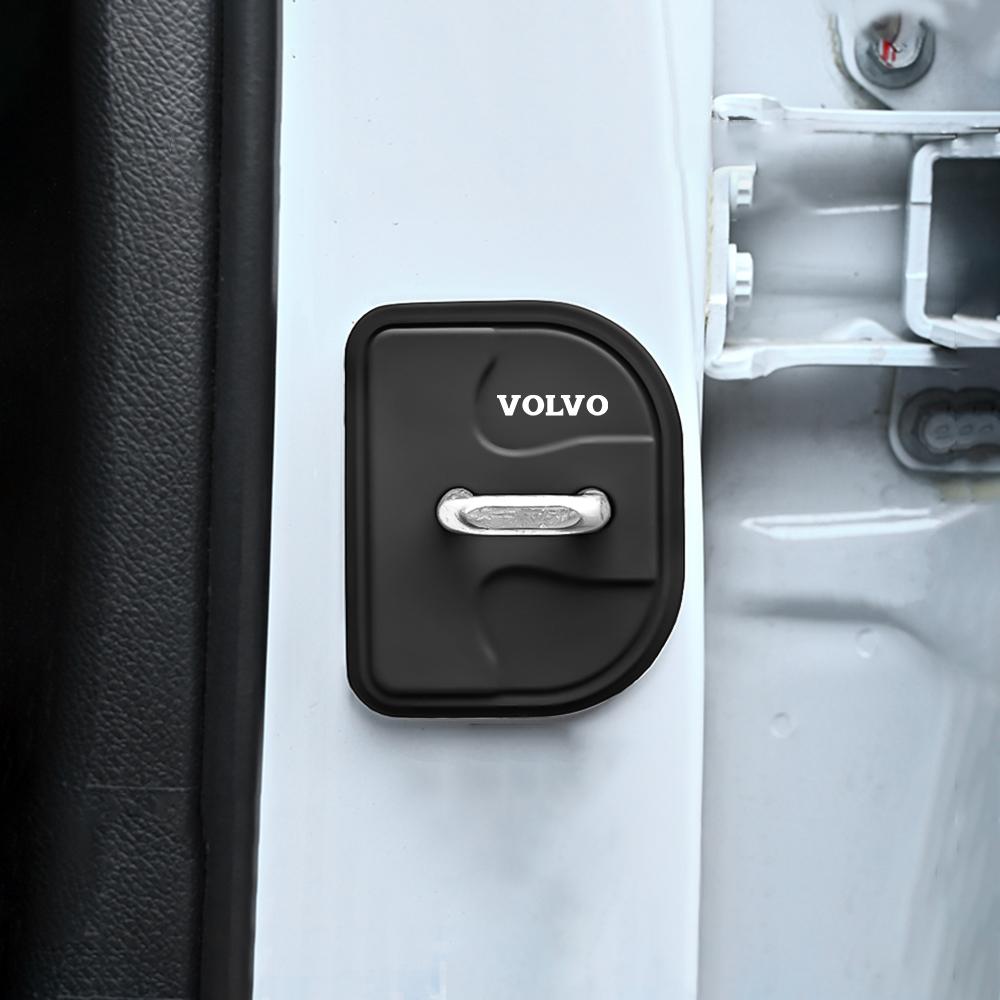 4PCS Silicone Car Door Lock Cover Protect Sticker for Volvo R Design T6 AWD C30 C40 C50 C70 S40 S60 S70 S80 S90 V40 V50 V60 V70