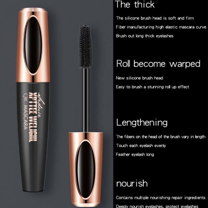 QIC Membrane Power Plump Mascara Waterproof Thick and Slim Long Curls Silicone Brush Head 4D Mascara