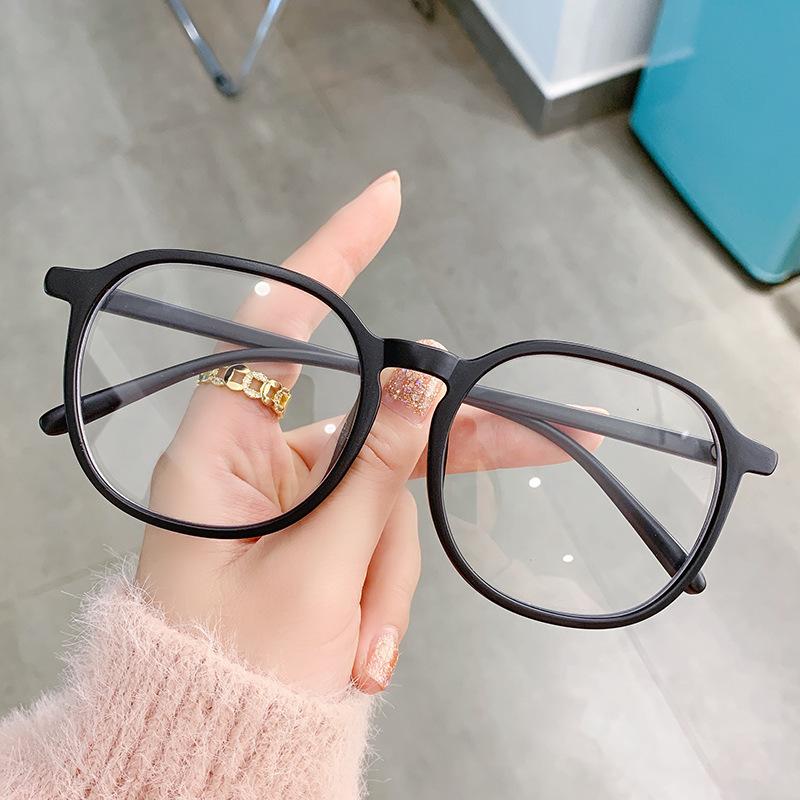 Tr Anti-Blue Light Студенческие очки Оправа Простые очки с плоским лицом Модные большие оправы для близорукости Готовые очки