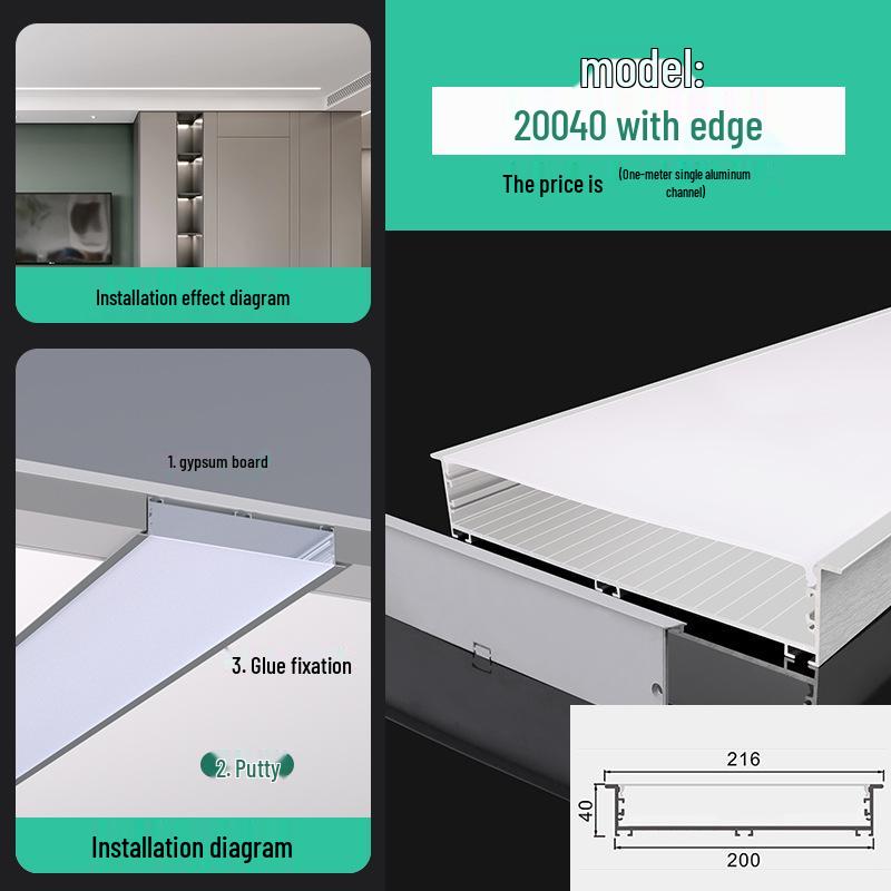 Seamless Linear Recessed LED Light Channel - Aluminum Strip Slot Design