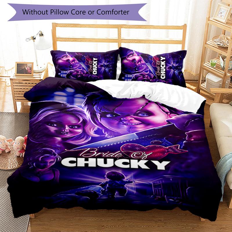 Chucky 3pcs Bedding Set Duvet Cover Closure Includes 1 Duvet Cover & 2 Pillowcases for All Seasons Bedroom Home Dorm Decor