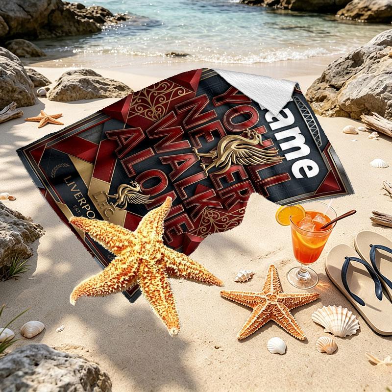 Custom Name Personalized Liverpool FC Print Beach Towel, for Trip Camping Beach Party Home Decor, Birthday Gift for Family & Friends