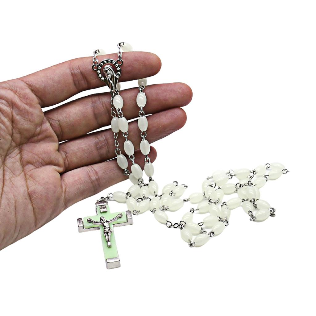 Католические четки с бусинами и светящимся крестом, религиозные украшения для христианских игроков, крещение, медитация