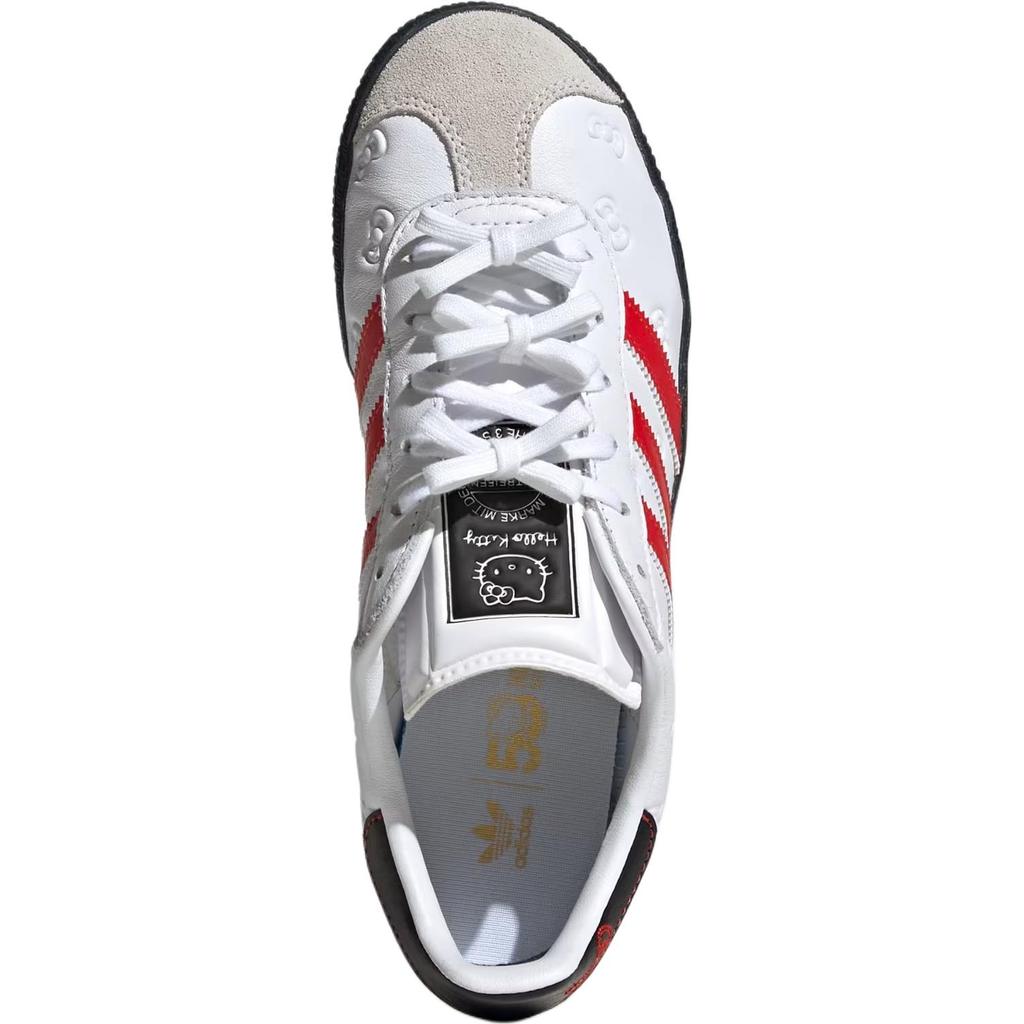 Hello Kitty x Adidas Originals Gazelle Искусственная кожа Устойчивые к истиранию Низкие детские кеды для скейтбординга Белый Красный IH9953