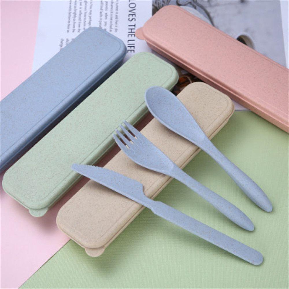 3PCS Eco-friendly Cutlery Box Kitchen Supplies Fork Spoon Tableware Dinnerware Sets Travel Cutlery