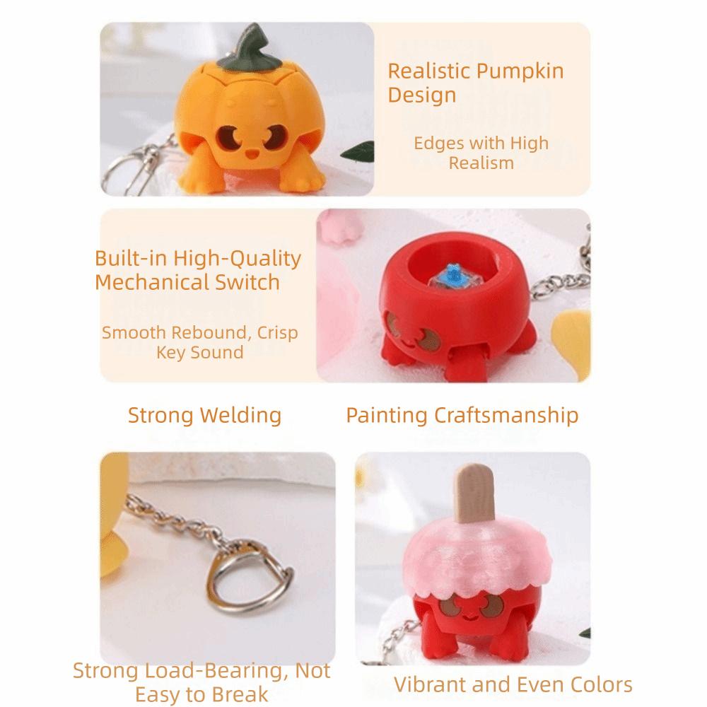 Simulation Cartoon Fidget Keychain 3D Printed Button Press Click Keyring Backpack Pendant