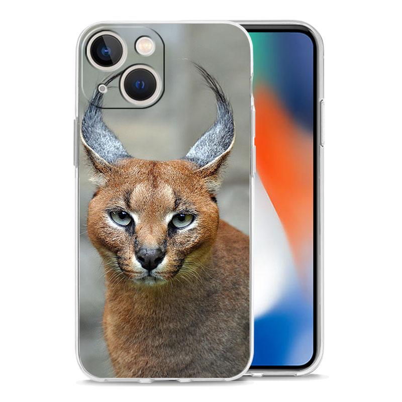 Чехол для телефона iPhone 17 Air Cases iPhone 16 15 12 13 14 Pro Max SE 7 8 Plus iPhone11 Прозрачный чехол Африканская рысь Каракал