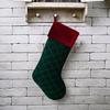 1Pc Plaid Pattern Red Green Christmas Stocking Flannel Fine Texture Stocking Gift Bag Home Decor