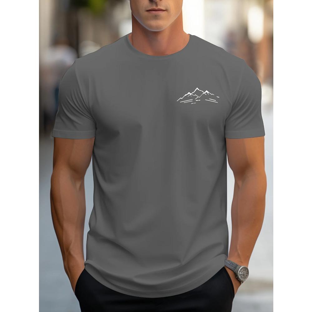 Мужская летняя модная повседневная спортивная футболка свободного кроя большого размера из 100 хлопка с принтом горного узора, с круглым вырезом и короткими рукавами