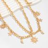 European and American sexy metal sun star and moon pendant waist chain sexy holiday style starfish shell body chain for women