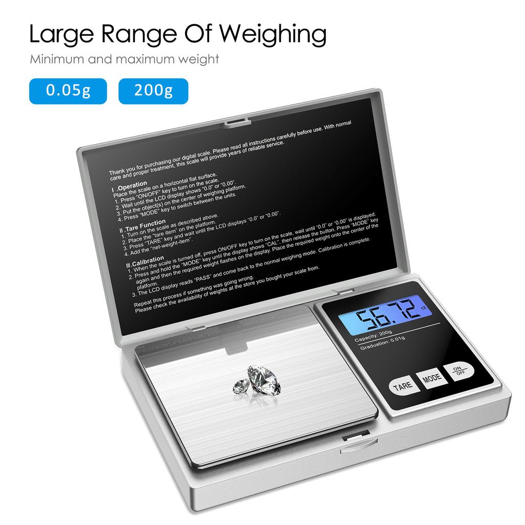 500/0.01g 200g/0.01g LCD Portable Mini Electronic Digital Scales Pocket Case Postal Kitchen Jewelry Weight Balance Scale