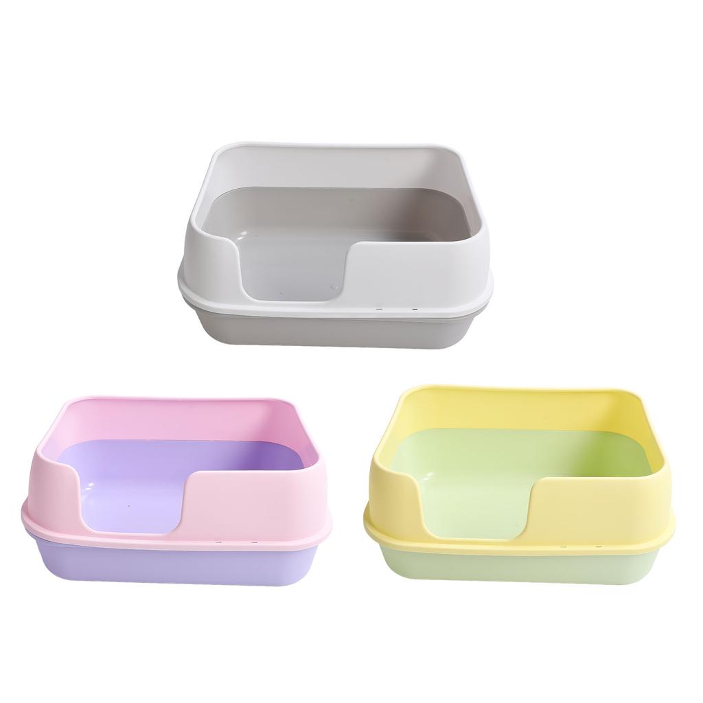 Cat Litter Box Extra Large Semi Enclosed Splash Proof Safe Removable Kitty Litter Pan with Scoop
