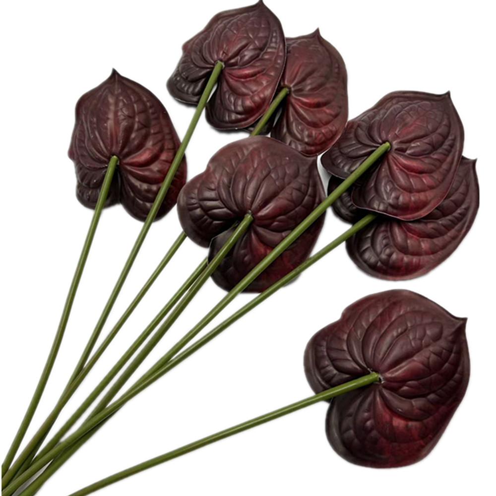 8 шт. Искусственная ветка цветка антуриума, одиночная головка Anthurium Andreanum Dakota, стебель для свадебной вечеринки, настольное цветочное украшение