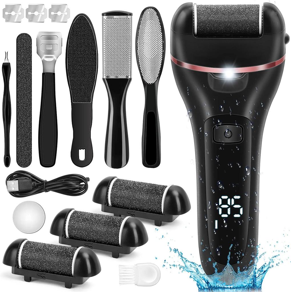 Remover for Feet, 2 Speed Electric Foot File, Rechargeable Foot Scrubber Pedicure kit for Cracked Heels and Dead