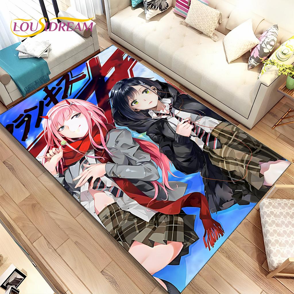 Аниме Zero Two DARLING In The FRANXX Коврик, Коврик для гостиной, спальни, дивана, коврик для двери, детский нескользящий напольный коврик