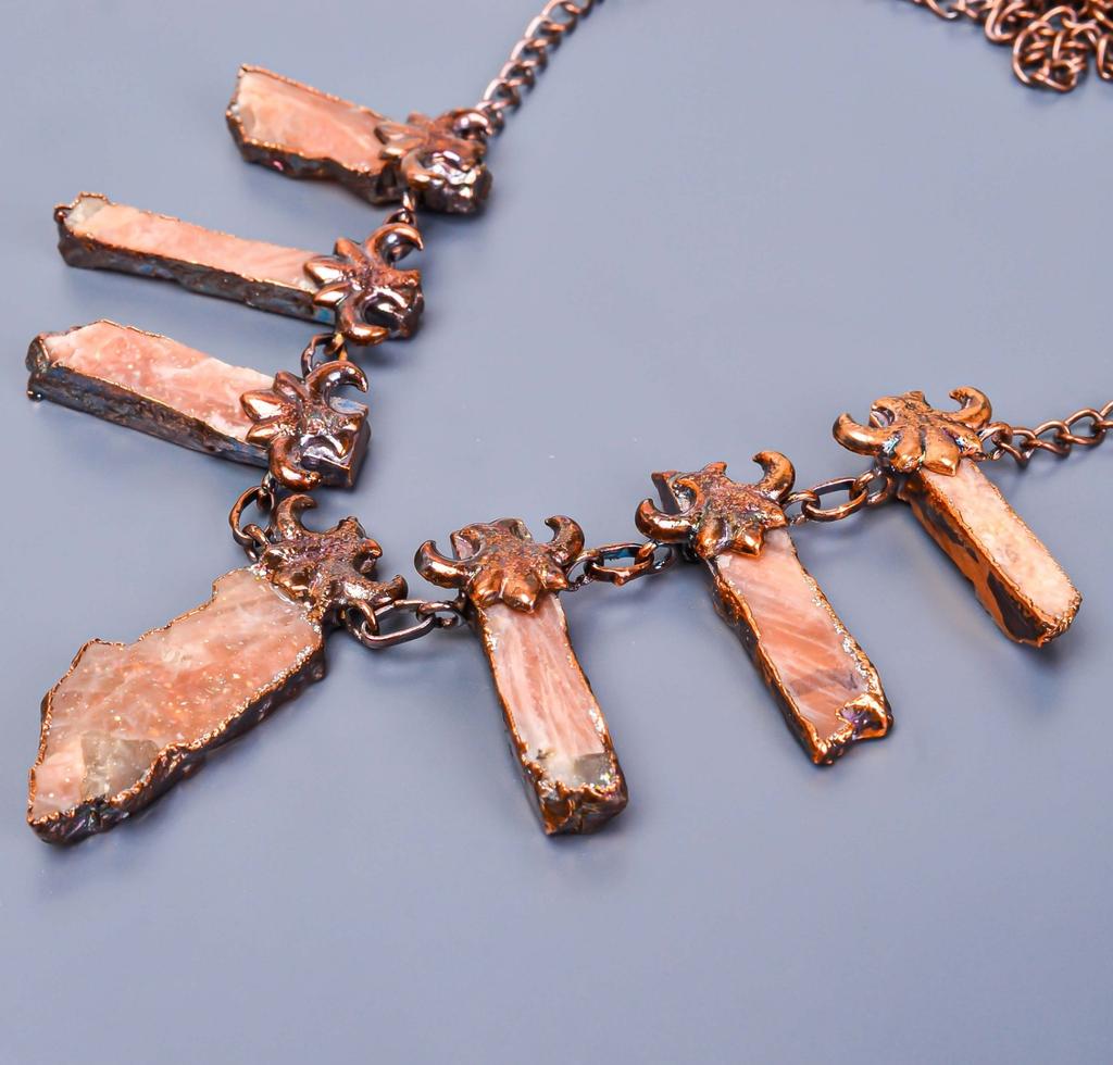 Изысканная цепочка из солнечного камня, подарок лучшему другу, крючок, новое колье, ювелирное изделие, медь V-17