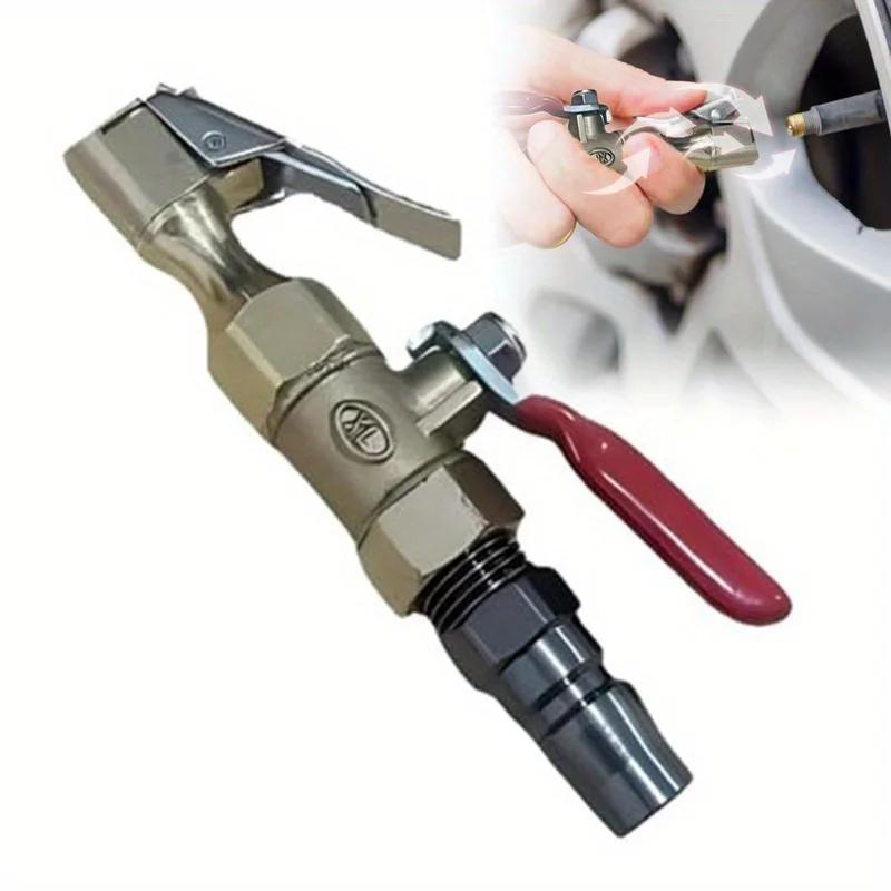1Pc Car Tire Inflator Nozzle Lock on Tire Inflator Chuck Quick Inflation Hose Nozzle with Valve Air Compressor Adapter for Car